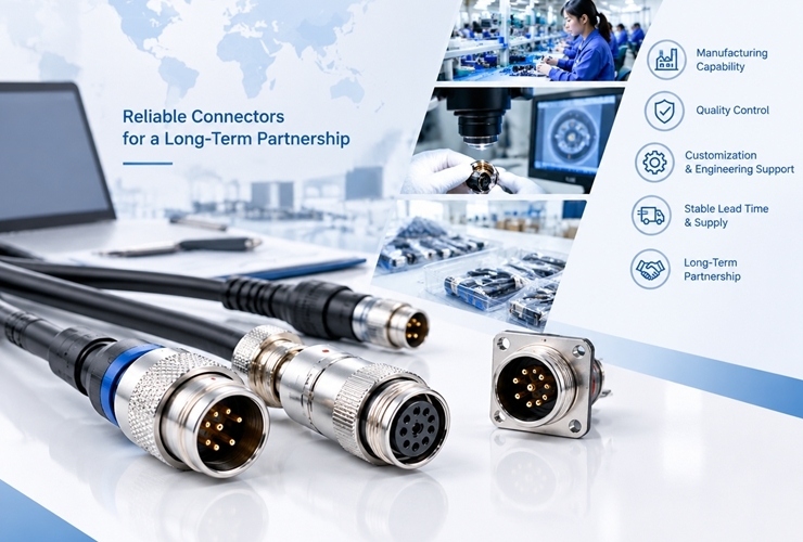 บล็อกบริษัทล่าสุดเกี่ยวกับ How to Evaluate a Circular Connector Manufacturer for Long-Term Supply?