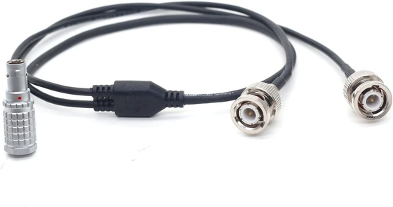 อุปกรณ์เสียง XL-LB2 0B 5pin มุมขวาไปยัง Double BNC Time Code Input Output Cable 60cm